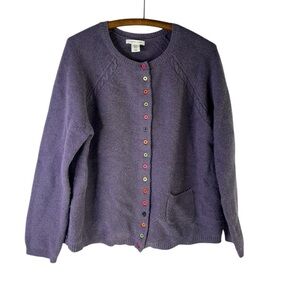 Tabitha Webb Cardigan Lambswool Blend Knit purple Multicolor Buttons size XL